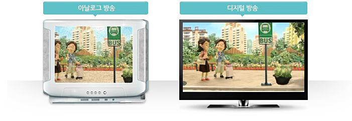 아날로그 tv와 디지털 tv의 사진