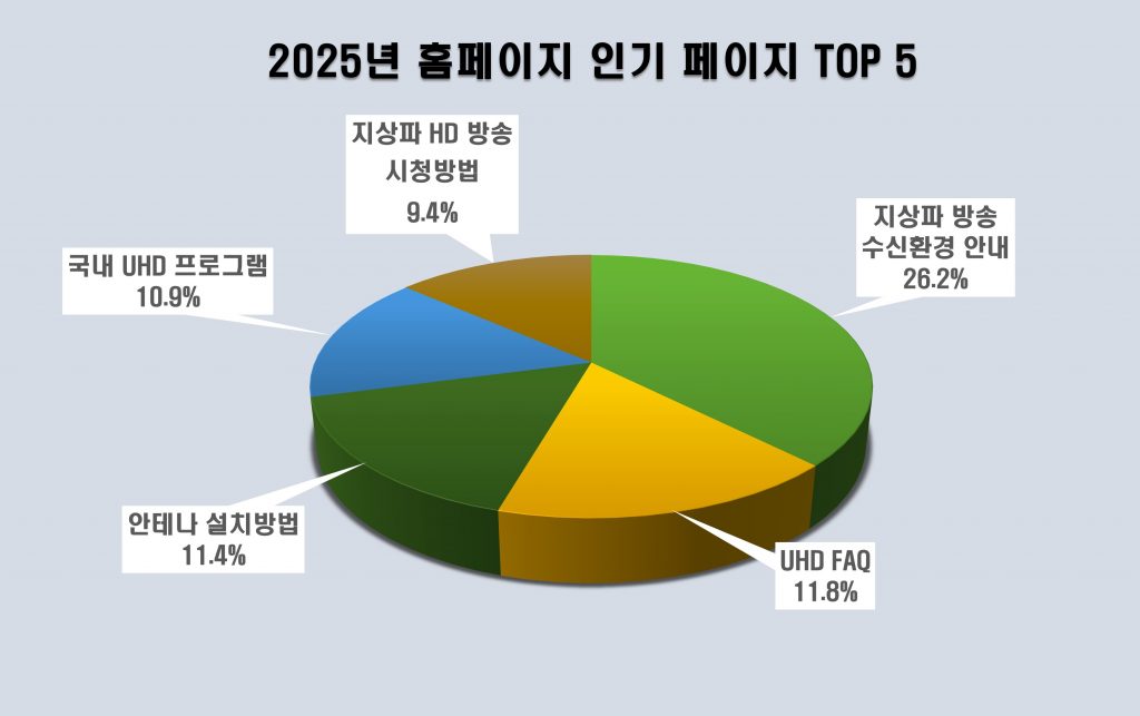 2025년 홈페이지 인기 페이지 TOP 5